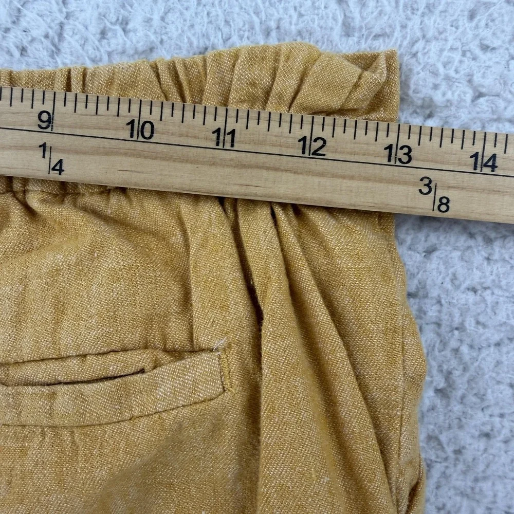 Banana Republic Hayden Pants Womens 0 Petite Yellow Ankle Linen Pull On Summer
